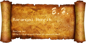 Baranyai Henrik névjegykártya